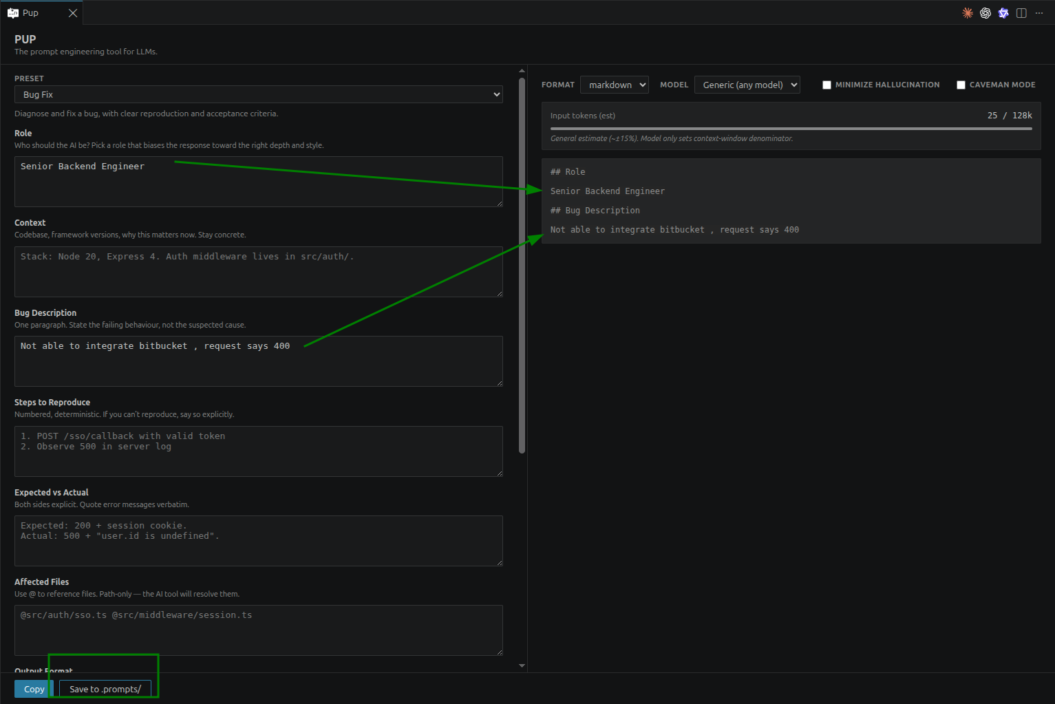 Prompt Engineering Toolkit, view 2