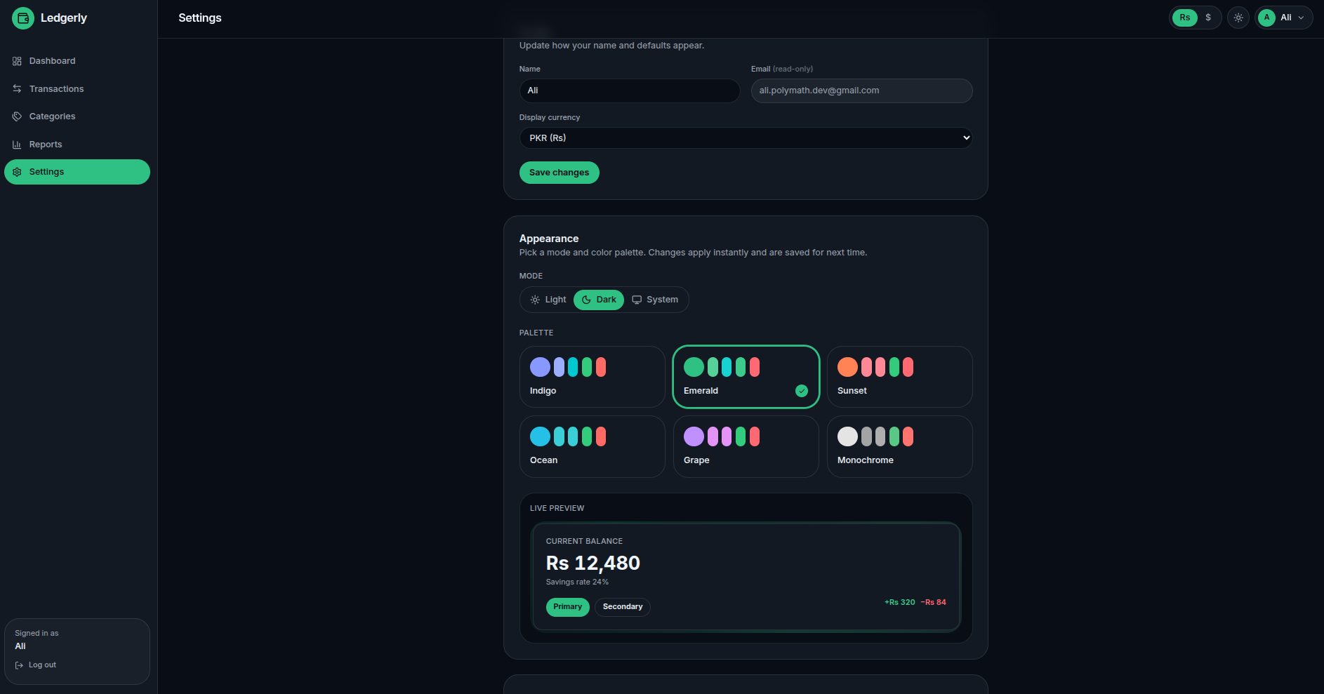 Expense Tracker, view 3